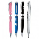 Custom Engraved Alumnus Brass Twist Action Ballpoint Pen w/ Center Rings