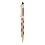 Logo Branded ECO-Friendly Mable/Checkered Design wooden stylus and ballpoint pen