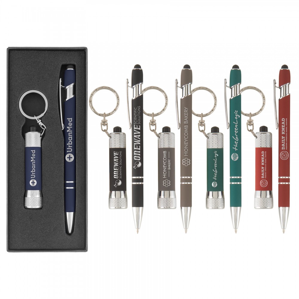Custom Imprinted Ellipse & Chroma Softy - Laser Engraved - Metal Pen & Flashlight Gift Set Custom Imprinted Ellipse & Chroma Softy - Laser Engraved - Metal Pen & Flashlight Gift Set