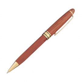 Logo Branded Wood Twist Action Ballpoint Pen w/Black Ringed Band  Logo Branded Wood Twist Action Ballpoint Pen w/Black Ringed Band