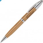 Custom Engraved Bamboo-I Chrome Twist Action Ballpoint Pen