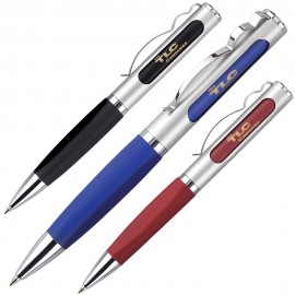 Twist Action Solid Brass Ballpoint Pen w/ Dual Logo/Message Function Logo Branded