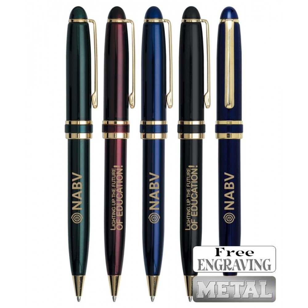 "Monty" Twist Action Brass Pen with Laser Engraved Print Custom Imprinted "Monty" Twist Action Brass Pen with Laser Engraved Print Custom Imprinted