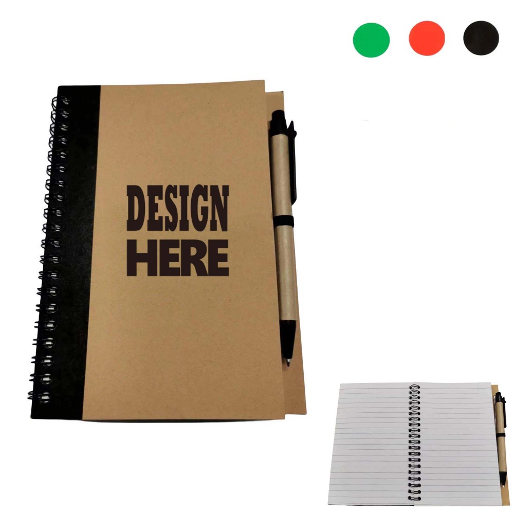 MOQ50 Durable Hardcover Spiral Dot Lined Journal With Pen Custom Engraved