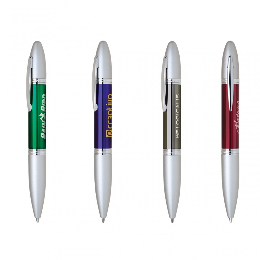 Logo Branded Sporty-III Stainless Twist Action Aluminum Ballpoint Pen