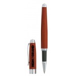 Logo Branded Wooden Twist Action Roller Ball Pen w/Silver Trim