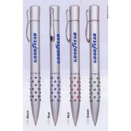 Royale Satin Chrome Ballpoint Pen w/Dot Grip Custom Imprinted  Royale Satin Chrome Ballpoint Pen w/Dot Grip Custom Imprinted