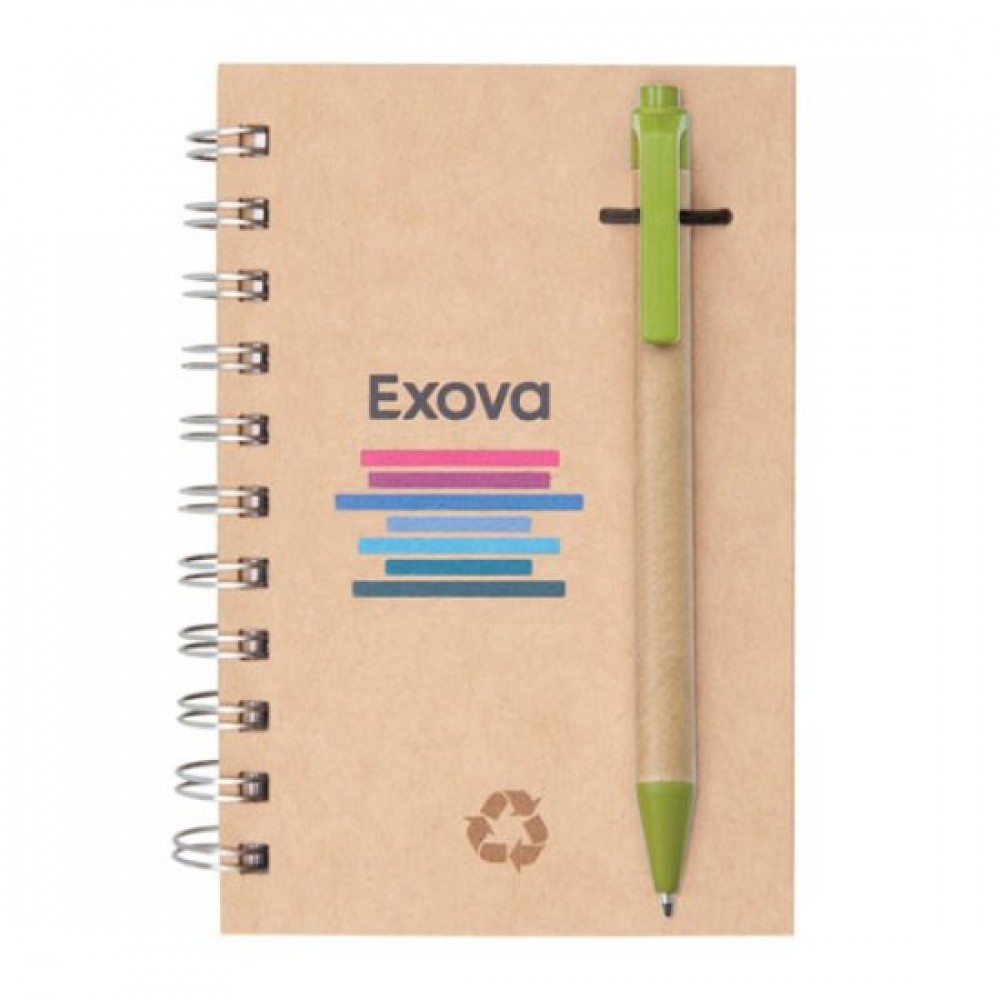 Recycled Notebook/Pen Combo - 5"x7" Green Custom Imprinted Recycled Notebook/Pen Combo - 5"x7" Green Custom Imprinted