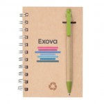 Recycled Notebook/Pen Combo - 5"x7" Green Custom Imprinted