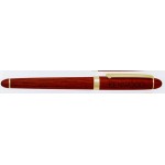 Custom Imprinted Wooden Rosewood Cap Off Roller Ball Pen With Gold Trim