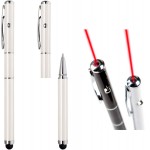 Laser pointer, stylus, ball point pen, 3 in one multifunctions pen - Pearl White Custom Imprinted