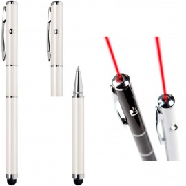 Laser pointer, stylus, ball point pen, 3 in one multifunctions pen - Pearl White Custom Imprinted  Laser pointer, stylus, ball point pen, 3 in one multifunctions pen - Pearl White Custom Imprinted
