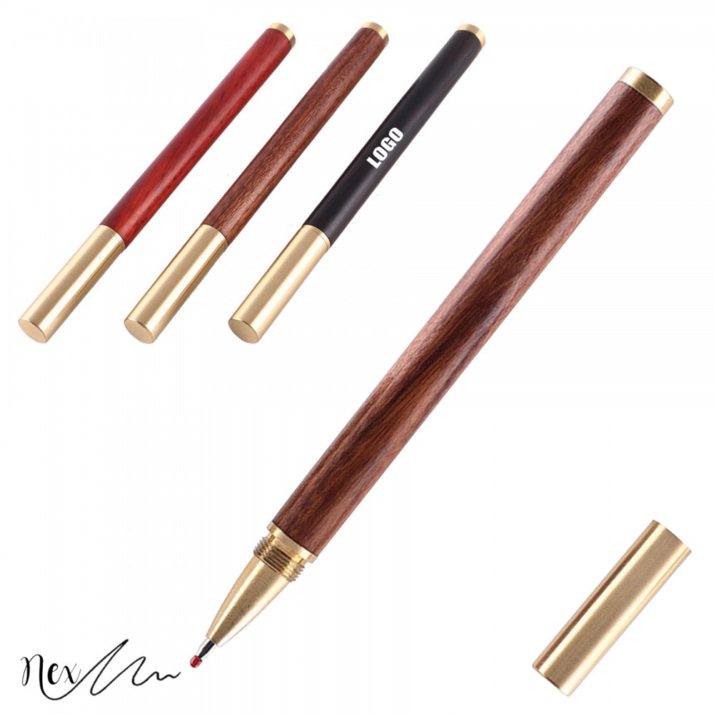 Custom Engraved Wooden Pen With Brass Cap and Tail