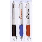 Custom Engraved Multifunction 4-In-1 Push Action Ballpoint Pen w/Rubber Grip