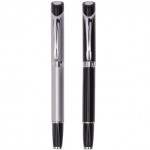 Cap-Off Metal Ballpoint Pen w/Wide Center Band Logo Branded