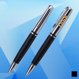 Logo Branded Faux Leather Ballpoint Pen  Logo Branded Faux Leather Ballpoint Pen