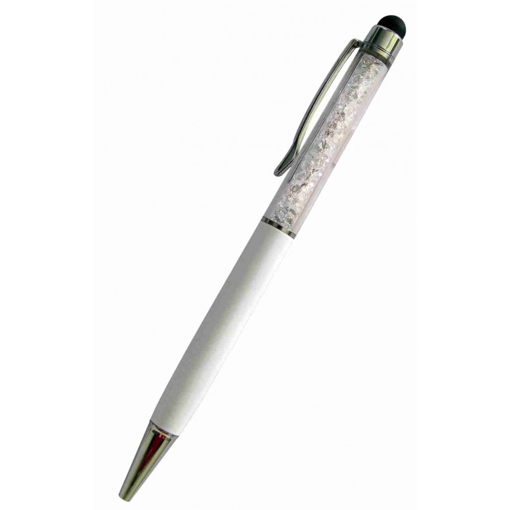 Custom Imprinted Crystal Stylus Pen / Ballpoint Pen - White