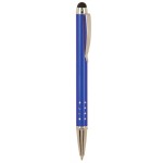 Logo Branded Blue Pen w/Silver Trim & Stylus