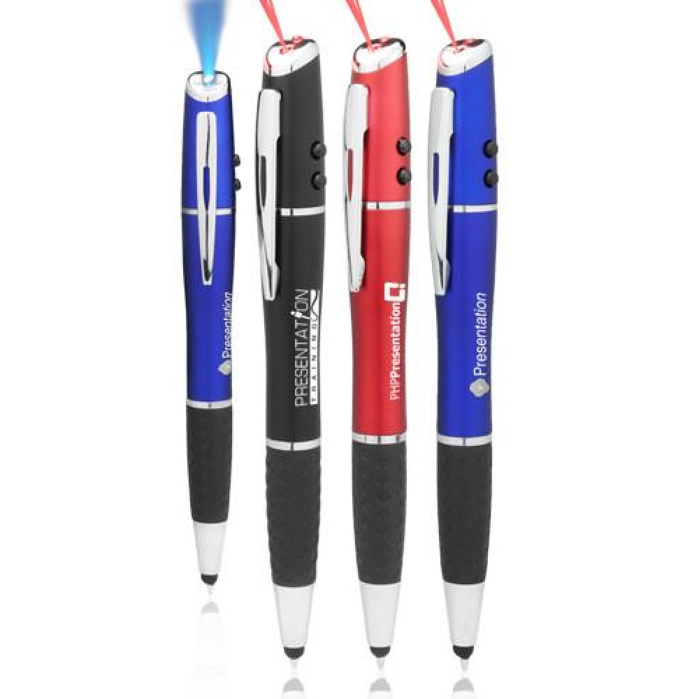 Custom Engraved Aero Stylus Pens w/ LED Light and Laser Pointer