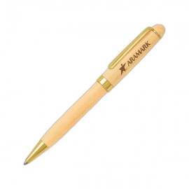 Maplewood Ballpoint Pen With Gold Trim Logo Branded  Maplewood Ballpoint Pen With Gold Trim Logo Branded