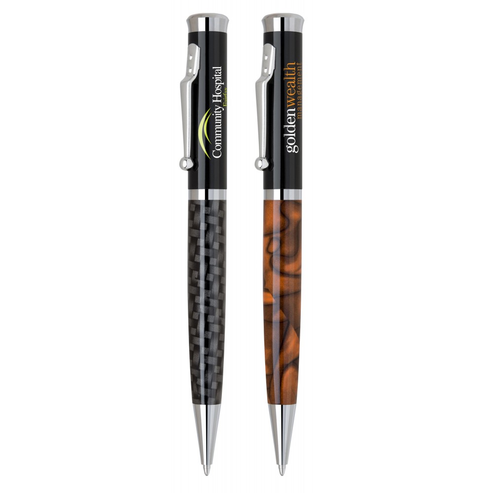 Expedition Twist Action Ballpoint Pen with Silver Clip & Trim Logo Branded