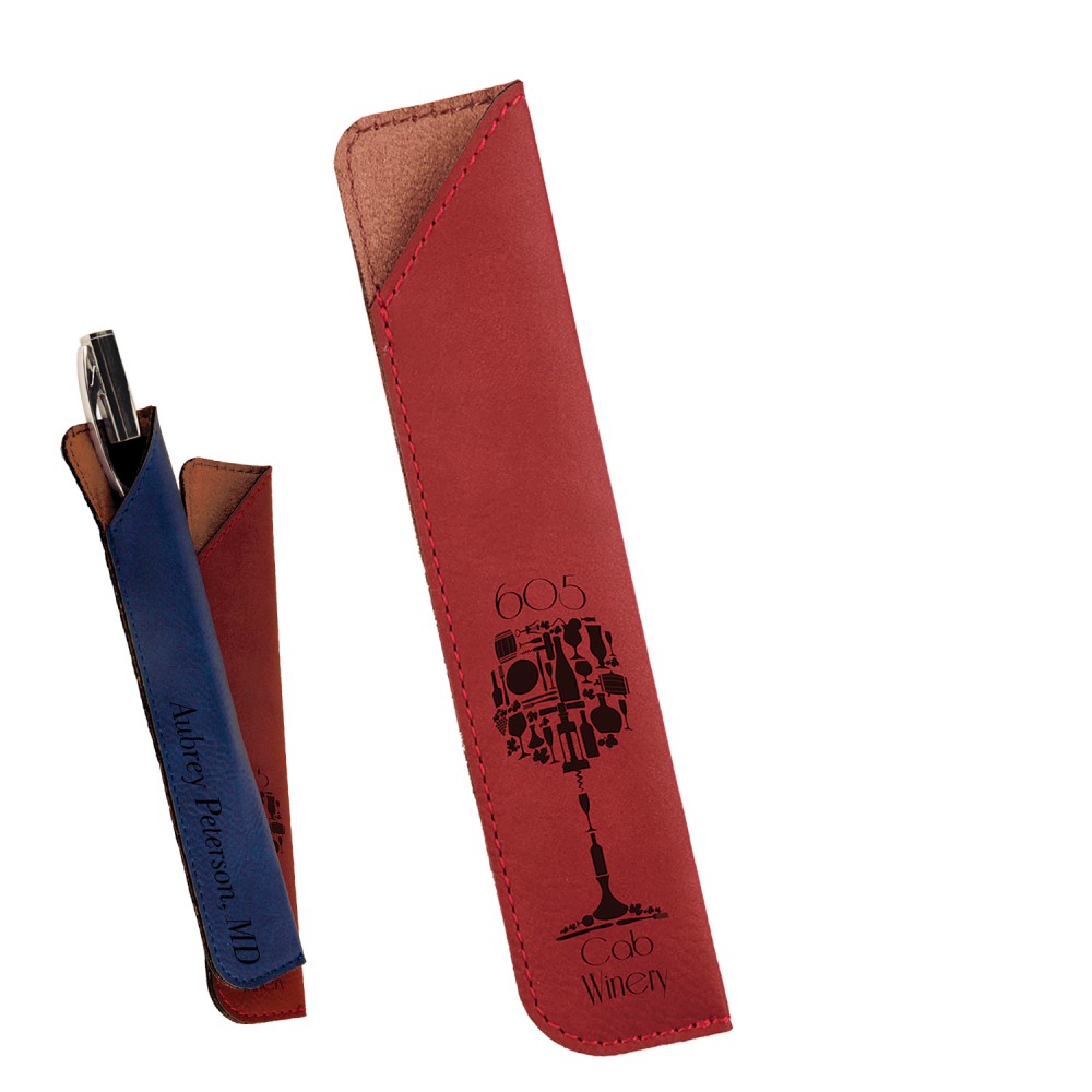 Custom Engraved Leatherette Pen Sleeve Custom Engraved Leatherette Pen Sleeve