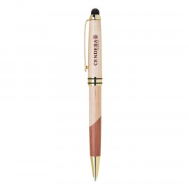 Custom Engraved Eco-Friendly Mable/Curvy Design Wooden Stylus and Ballpoint Pen