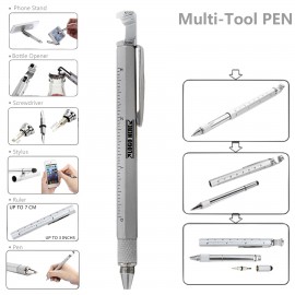 Logo Branded 7 In 1 Metal Tool Pen With Phone Stand