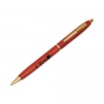 Logo Branded Slimline Rosewood Ballpoint Pen w/ Gold Trim