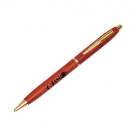 Slimline Rosewood Ballpoint Pen w/ Gold Trim Logo Branded  Slimline Rosewood Ballpoint Pen w/ Gold Trim Logo Branded