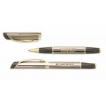 Montreal Deluxe w/Gold Trim Triangle Gunmetal Rollerball - Laser Engraved Metal Pen Logo Branded