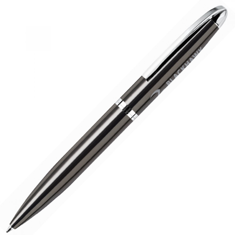 Custom Imprinted Unique Designed Twist Action Ballpoint Pen w/ Spring Pocket Clip