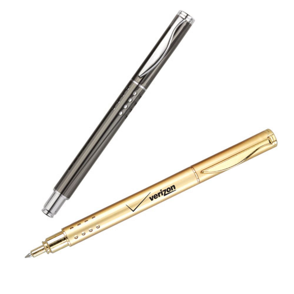 Logo Branded Solid Brass Barrel Roller Ball Pen in Colored Finish Logo Branded Solid Brass Barrel Roller Ball Pen in Colored Finish