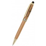 Custom Imprinted Bamboo Stylus Pen - Gold trim