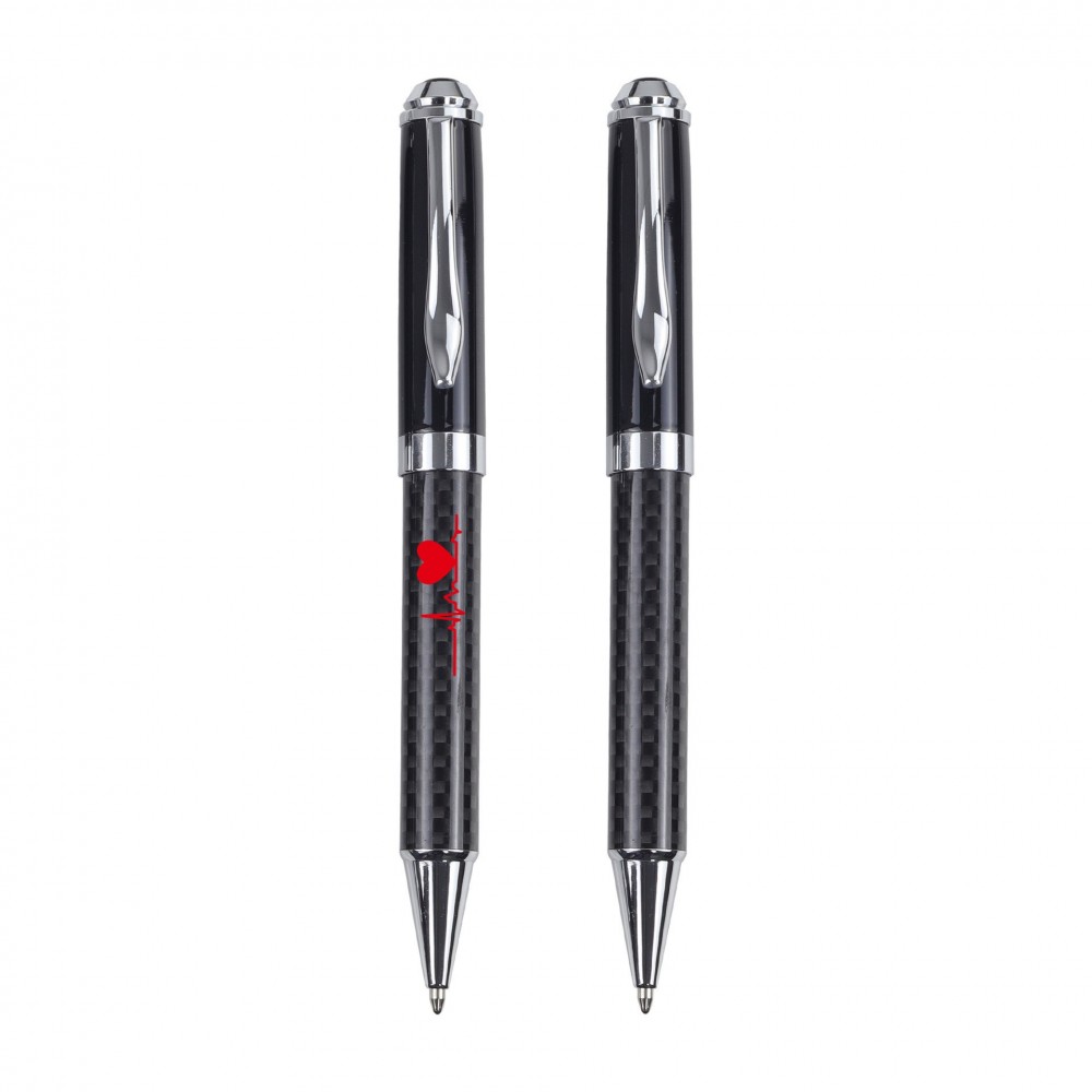 Carbon Fiber Textured Metal Gel Pen Logo Branded