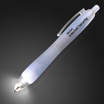 White LED Light Tip White Pen - Domestic Imprint Logo Branded