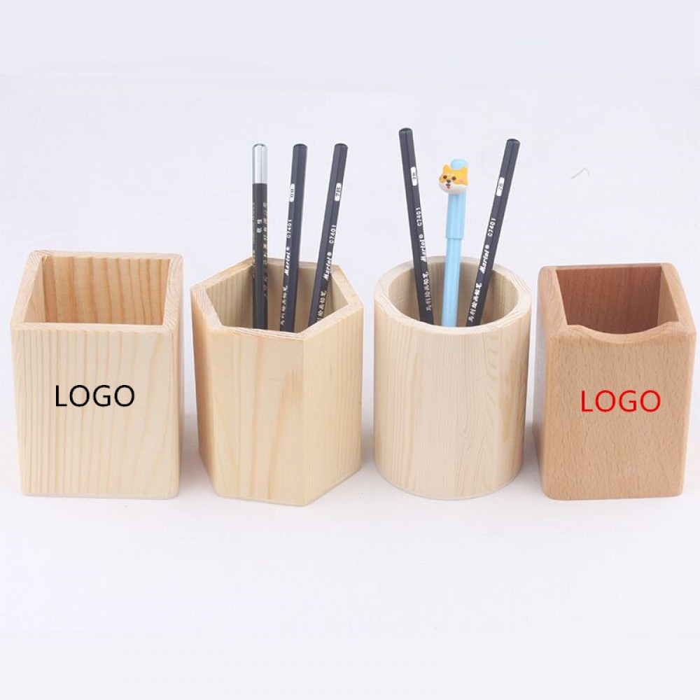 Pine desk pen holder office pen holder Logo Branded