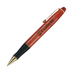 Modern Wooden Ballpoint Pen w/Rubber Grip Logo Branded