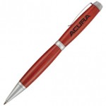 Rosewood Curved Barrel Pen w/ Satin Silver Accent Logo Branded