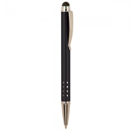 Black Pen w/Silver Trim & Stylus Custom Engraved  Black Pen w/Silver Trim & Stylus Custom Engraved