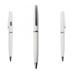 The White Twisted Action Metal Pen Logo Branded  The White Twisted Action Metal Pen Logo Branded
