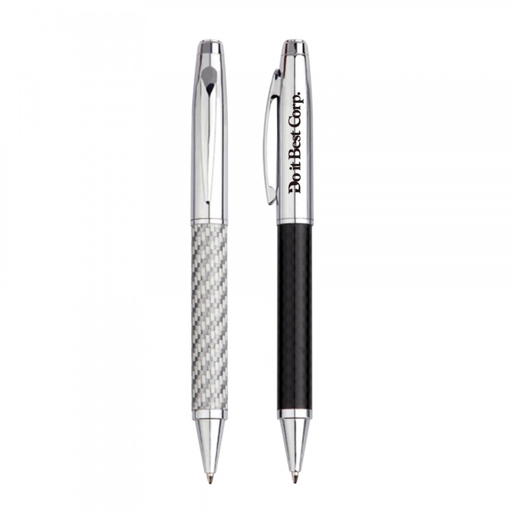 Twist Action Carbon Fiber Twill Ballpoint Metal Pen Custom Imprinted