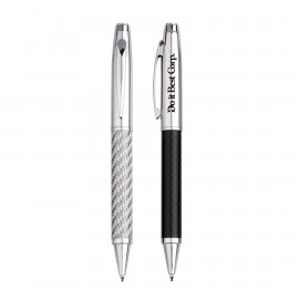 Logo Branded Twist Action Carbon Fiber Twill Ballpoint Metal Pen  Logo Branded Twist Action Carbon Fiber Twill Ballpoint Metal Pen