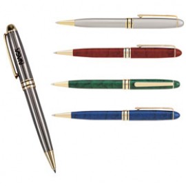 Custom Engraved Brass Construction Ballpoint Pen w/ Metallic or Marble Finish