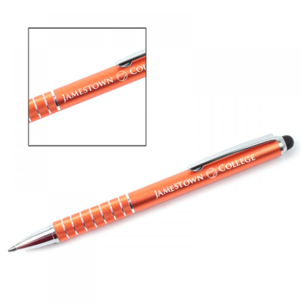Orange Anodized 7 Ring & Stylus Pen Custom Imprinted