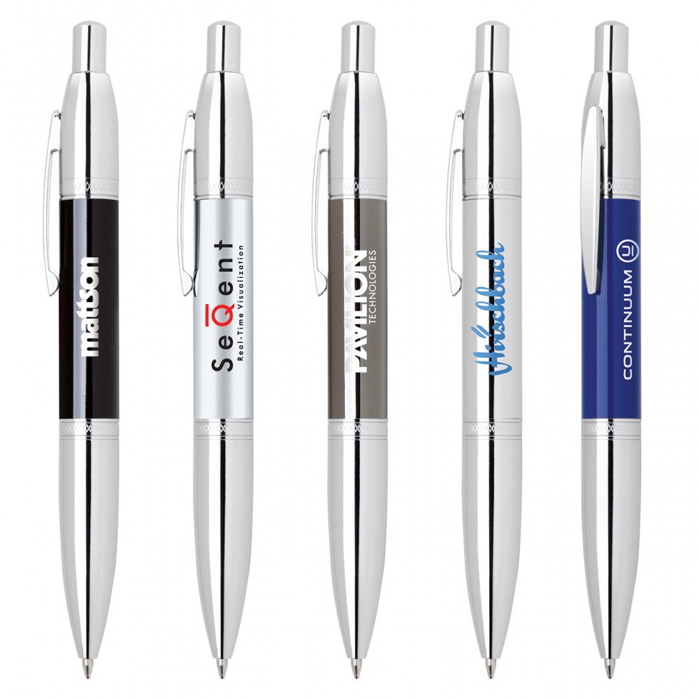 Sporty-I Click Action Ballpoint Pen w/High Gloss Metallic Colors Logo Branded