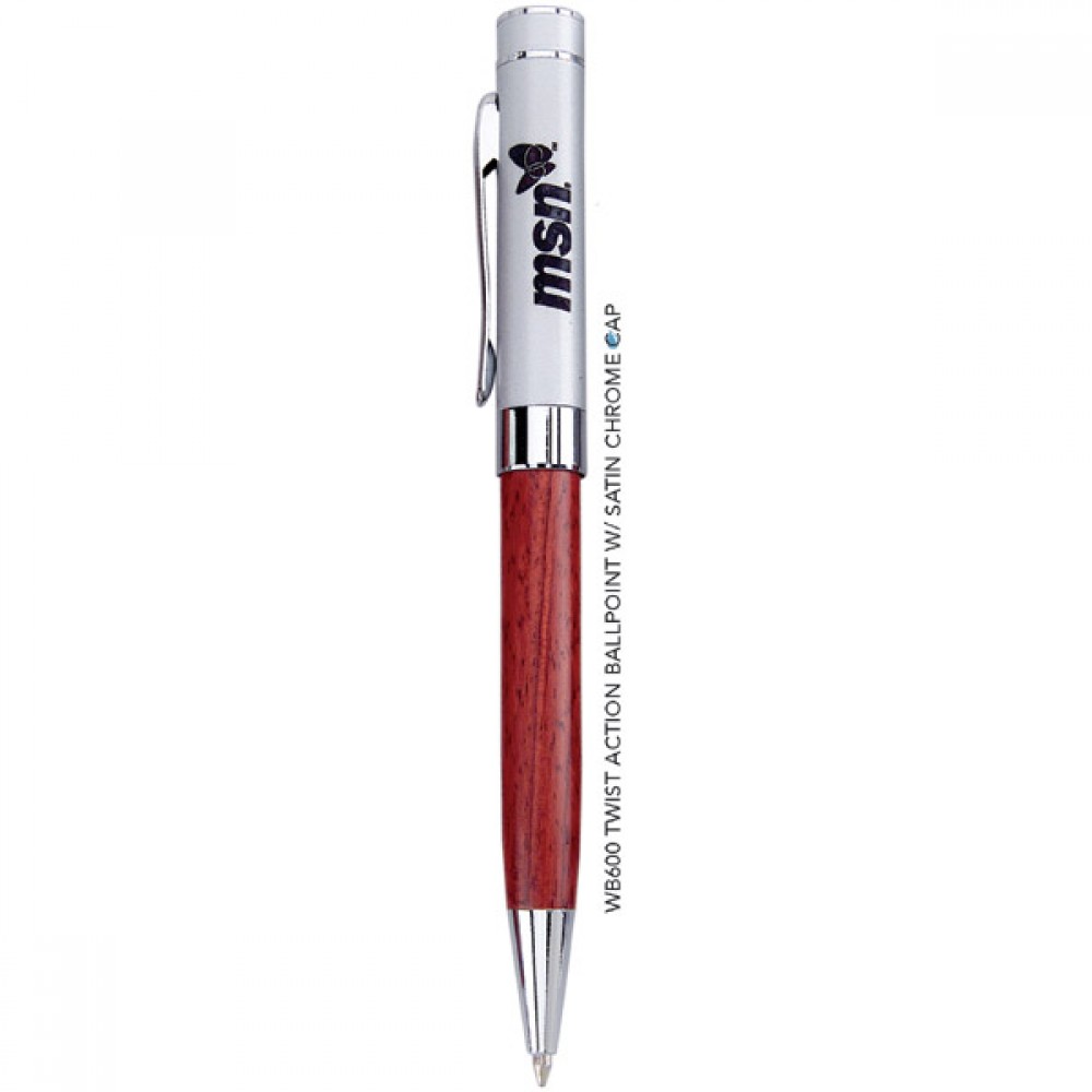 Westminster Collection Rosewood &amp;amp; Silver Ballpoint Pen Logo Branded