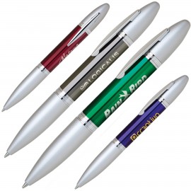 Stainless Twist Action Ballpoint Pen w/ Translucent Colored Barrel Custom Engraved