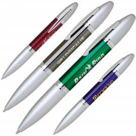 Stainless Twist Action Ballpoint Pen w/ Translucent Colored Barrel Custom Engraved  Stainless Twist Action Ballpoint Pen w/ Translucent Colored Barrel Custom Engraved