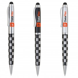 Custom Imprinted Korra Checkered Twist Action Ballpoint Pen w/Stylus  Custom Imprinted Korra Checkered Twist Action Ballpoint Pen w/Stylus